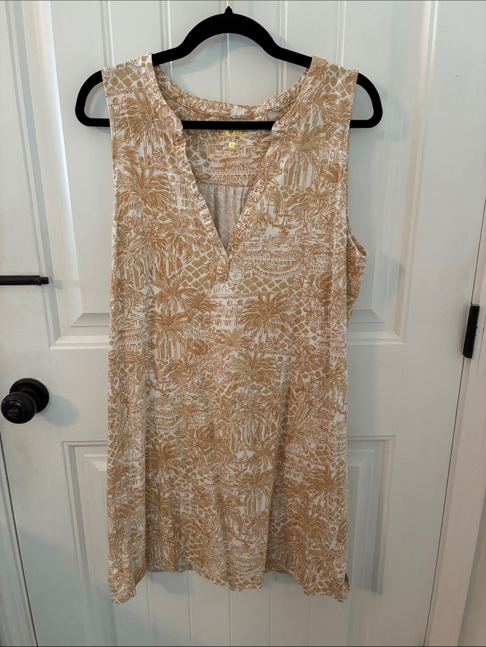 Lilly Pulitzer Gold & White Toile Printed Sleeveless Dress